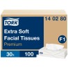 Tork White Two-Ply Facial Tissue Box of 100, Premium Quality Extra Soft Sheets 140280