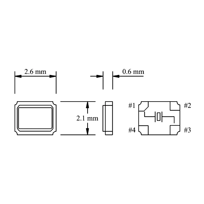 AKER 25 MHz Crystal ±30 ppm Surface Mount 4-Pin 0.6 mm Height 2.5 mm Length 2 mm Width C2E-25.000-12-3030-X