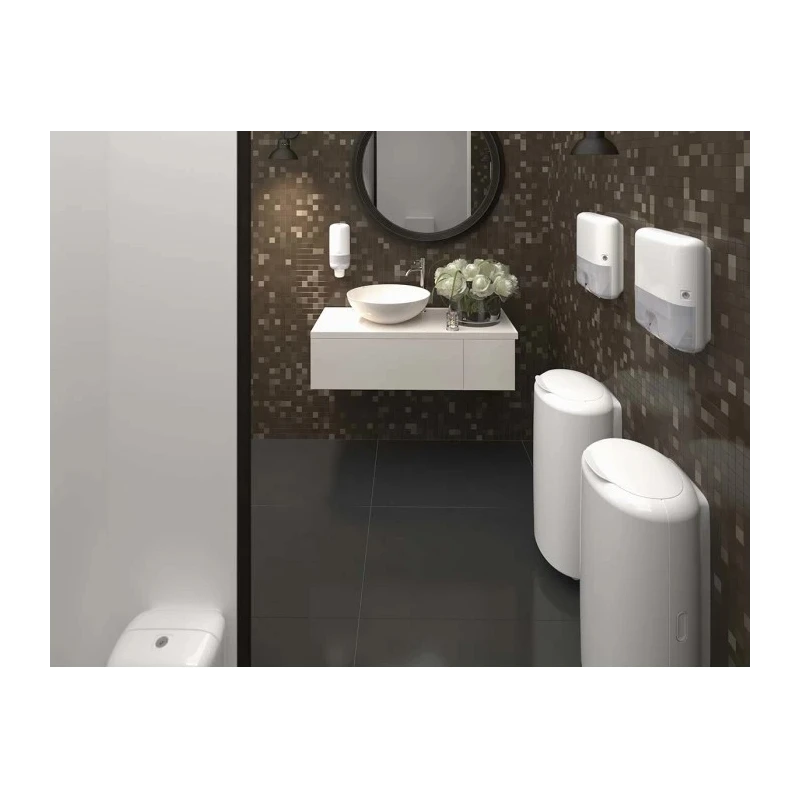 Tork 50L White Plastic Waste Bin Wall or Floor Mounted for Washrooms 563000