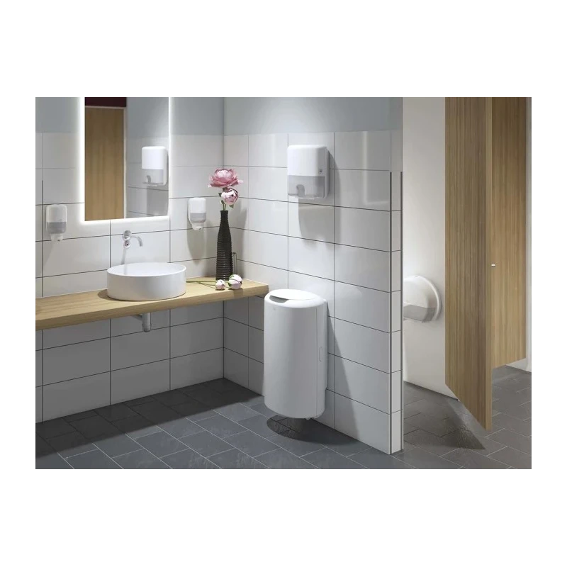 Tork 50L White Plastic Waste Bin Wall or Floor Mounted for Washrooms 563000