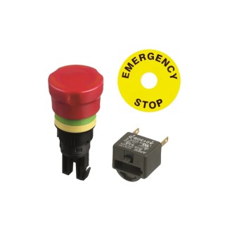 APEM A01ES-D Series Twist Release Emergency Stop Push Button Panel Mount 16mm Cutout 2 NC Contacts IP65 IP40 A01ES-D
