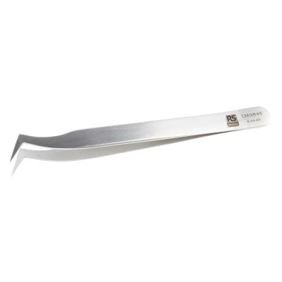 RS PRO Stainless Steel Angled Flat Tweezer 120mm 136-9846