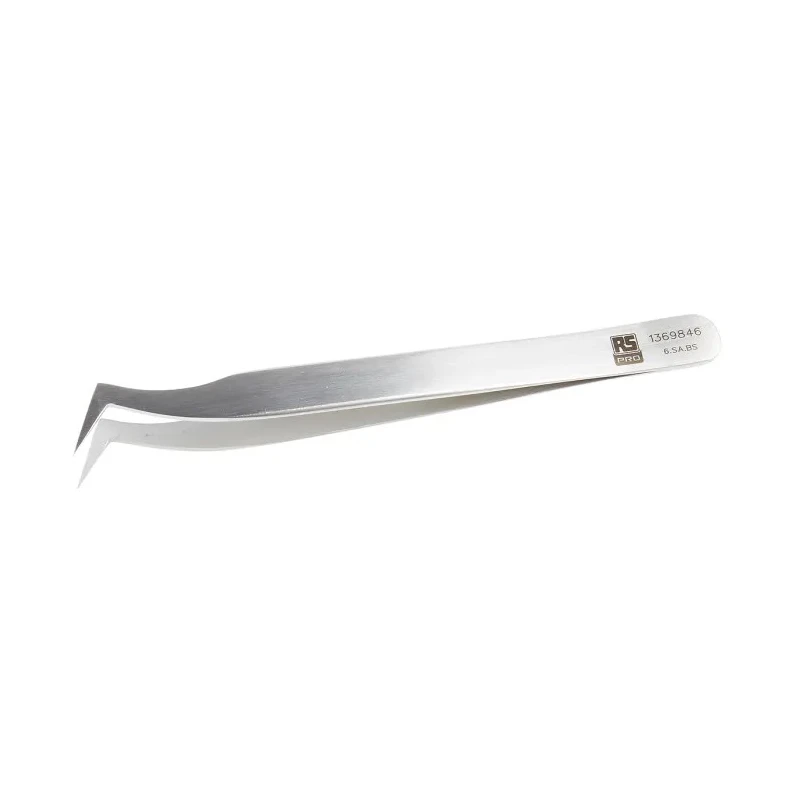 RS PRO Stainless Steel Angled Flat Tweezer 120mm 136-9846