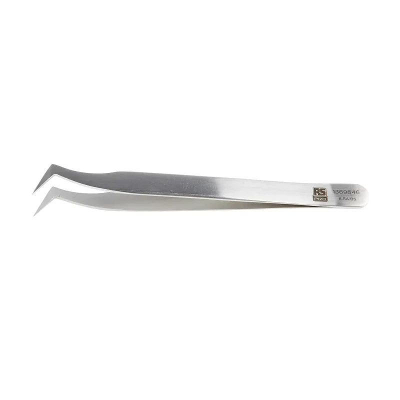 RS PRO Stainless Steel Angled Flat Tweezer 120mm 136-9846