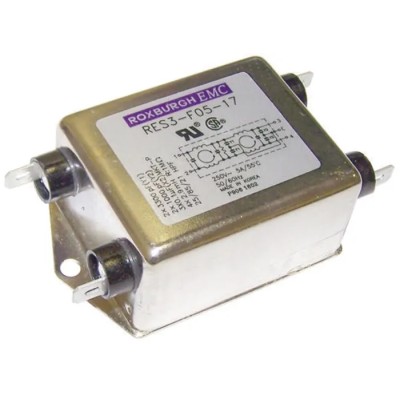Roxburgh EMC Chassis Mount RFI Filter, Tab Termination, 1 Phase, 5A 250V AC/DC RES3