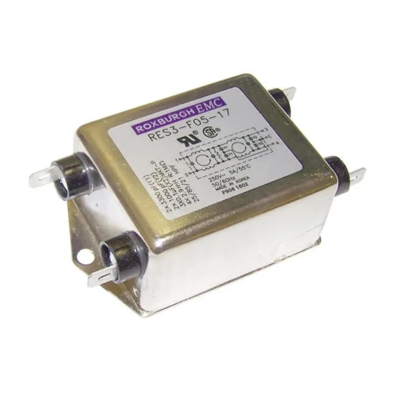 Roxburgh EMC Chassis Mount RFI Filter, Tab Termination, 1 Phase, 5A 250V AC/DC RES3