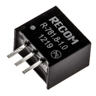 Recom Switching Regulator Through Hole Mount SIP-3 Package, 1A Output Current, 1.8V DC Output Voltage, 1.8W Power R-781.8-1.0