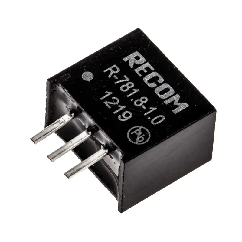 Recom Switching Regulator Through Hole Mount SIP-3 Package, 1A Output Current, 1.8V DC Output Voltage, 1.8W Power R-781.8-1.0