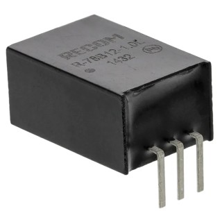 Recom Through Hole Switching Regulator, 12V DC Output Voltage, 34V DC Max Input, 1A Output Current, 12W Power R-78B12-1.0L