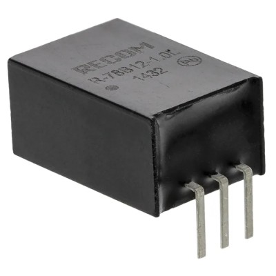 Recom Through Hole Switching Regulator, 12V DC Output Voltage, 34V DC Max Input, 1A Output Current, 12W Power R-78B12-1.0L