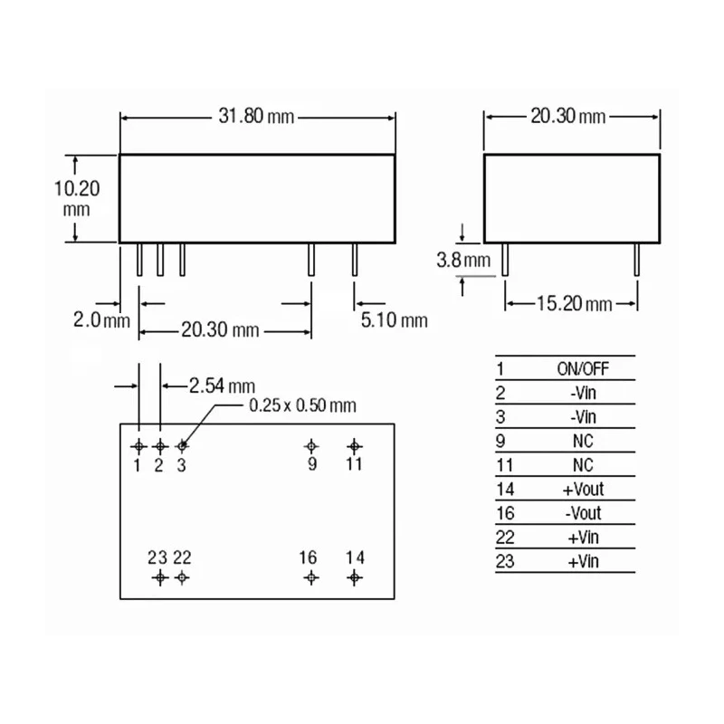 Recom 8W Single Output Regulated Isolated DC/DC Converter 24V DC Input, 3.3V DC Output, 2.4A Output Current, Through RP08-AW