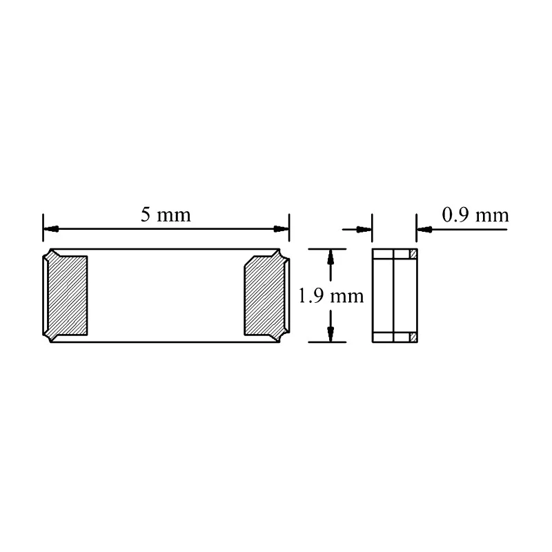 Micro Crystal 32.768 kHz Crystal ±20 ppm SMD 2-Pin 5 mm x 1.9 mm x 0.9 mm CC4V-T1A
