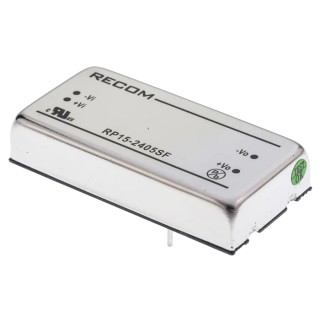 Recom DC/DC Converter 5V DC 3A, 18-24V DC Input, 15W Power, Through Hole Mount, 85°C Max Temp RP15