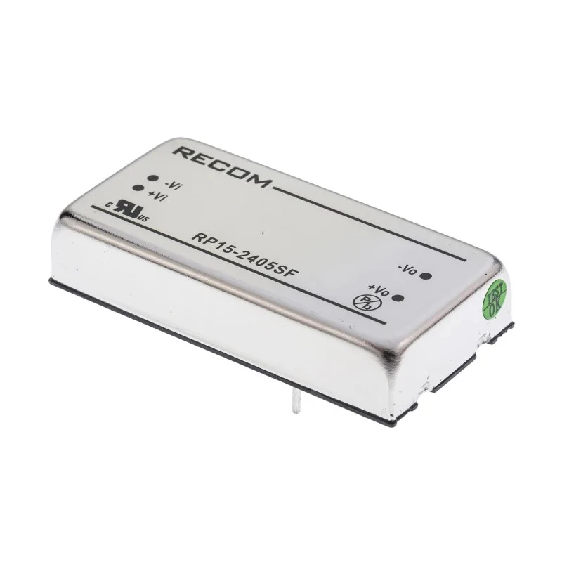 Recom DC/DC Converter 5V DC 3A, 18-24V DC Input, 15W Power, Through Hole Mount, 85°C Max Temp RP15