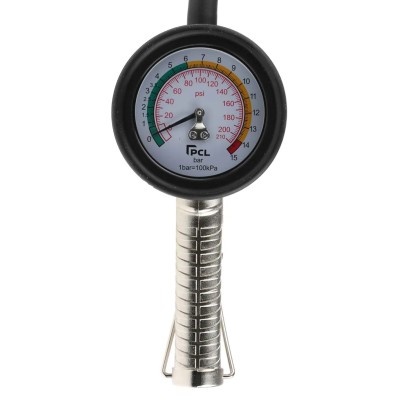 PCL Tyre Inflator 15 bar, 1/4 in Air Inlet BSP, Alloy Body with Rubber Protected Gauge ADTG4