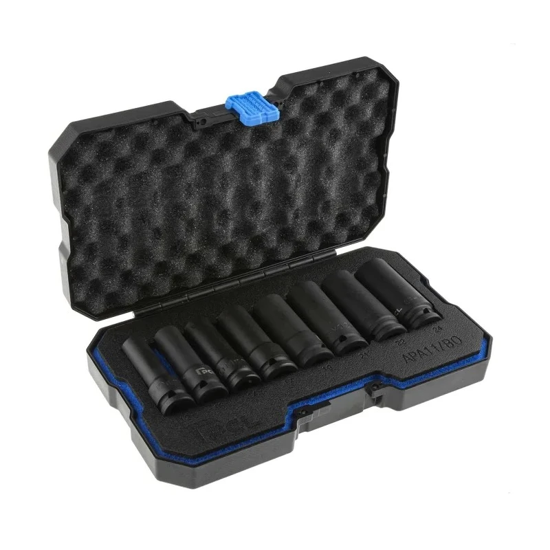 RS PRO 8-Piece 1/2 in Hexagon Impact Socket Set Chrome Molybdenum Steel ANSI 12 to 24 mm 137-0909