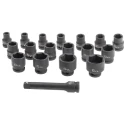 RS PRO 18-Piece 1/2 in Hexagon Impact Socket Set Chrome Molybdenum Steel Chrome Finish 10 to 32 mm 137-0908