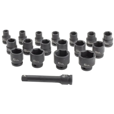 RS PRO 18-Piece 1/2 in Hexagon Impact Socket Set Chrome Molybdenum Steel Chrome Finish 10 to 32 mm 137-0908