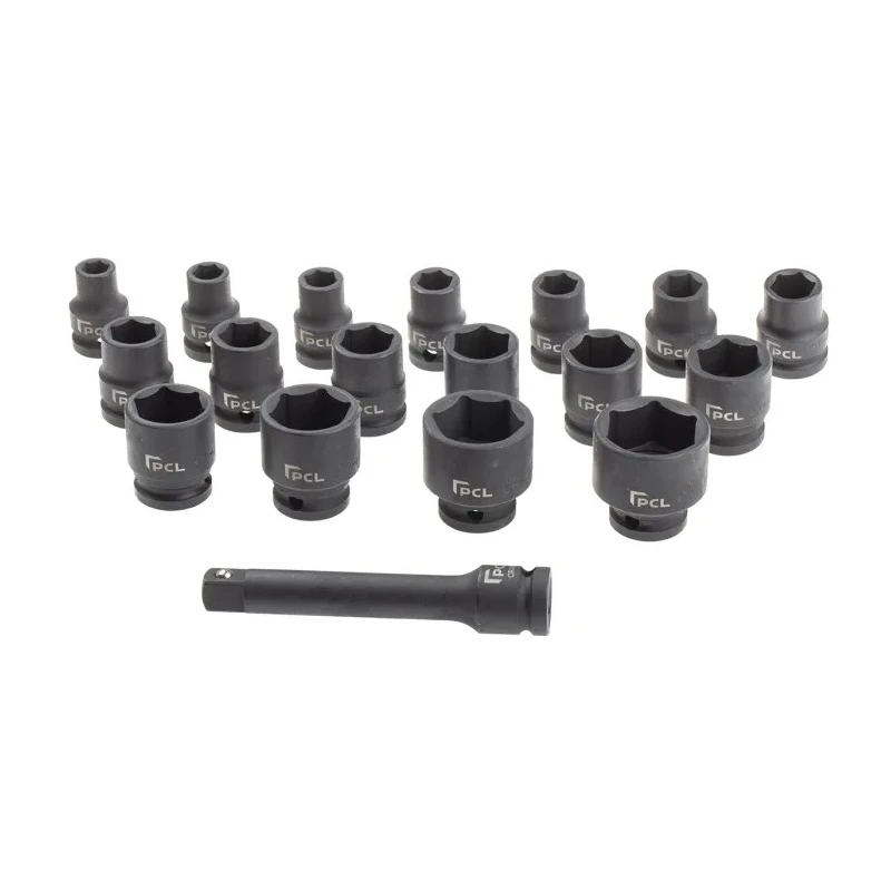 RS PRO 18-Piece 1/2 in Hexagon Impact Socket Set Chrome Molybdenum Steel Chrome Finish 10 to 32 mm 137-0908