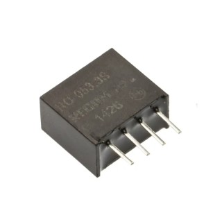 Recom DC/DC Converter 3.3V DC Output, 300mA, 5V DC Input, 1W, Through Hole, SIP Package RO-053.3S