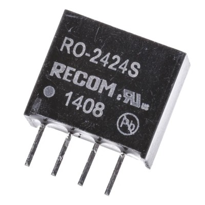 Recom DC/DC Converter SIP Package, 1W Power, 24V DC Output, 42mA Output Current, Through Hole Mount RO-2424S