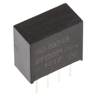 Recom DC/DC Converter 24V DC 42mA 5V DC Input 4.5V Input 1W Through Hole RO-0524S