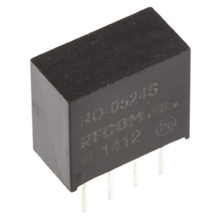 Recom DC/DC Converter , Through Hole SIP Package, 24V DC Output, 42mA, 5V DC Input, 1W Power, 1kV DC Isolation RO-0524S