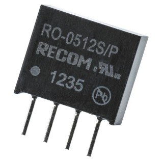 Recom DC/DC Converter SIP Package 12V DC Output 83 mA 1W Through Hole RO-0512S/P