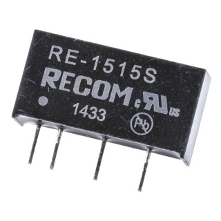 Recom DC/DC Converter 15V DC Output 66mA, 15V DC Input, 1W Power, SIP 7-Pin Through Hole Package RE-1515S