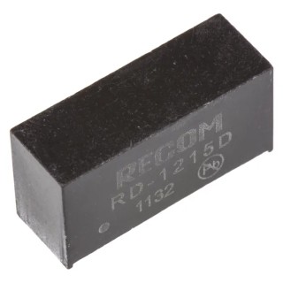 Recom DC/DC Converter SIP7 Type, Dual ±15V Output, 2W Power, 12V DC Input, 66mA Output Current, Through Hole Mount RD-1215D