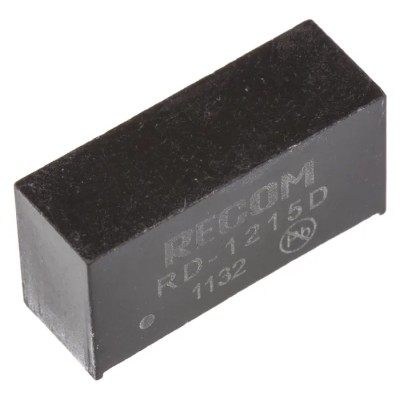 Recom DC/DC Converter SIP7 Type, Dual ±15V Output, 2W Power, 12V DC Input, 66mA Output Current, Through Hole Mount RD-1215D