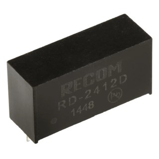Recom DC/DC Converter Dual Output 12V dc 84 mA 24V dc Input Through Hole 7-Pin RD-2412D