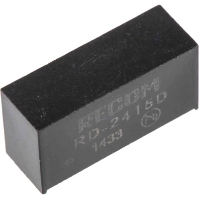 Recom DC/DC Converter, 2W Power, 15V DC Output, 66mA Output Current, 24V DC Maximum Input, 85°C Max Temp, 7-Pin RD-2415D
