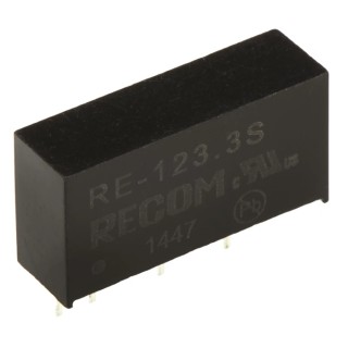 Recom DC/DC Converter 3.3V DC Output 300mA, 12V DC Input, 1W Max Power, Through Hole SIP Package, Operating Temp RE-123.3S