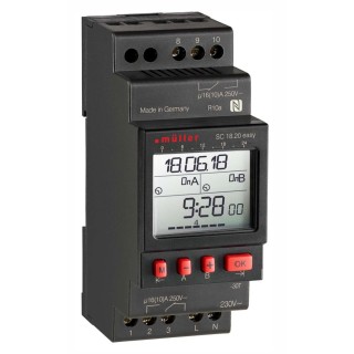 Muller Digital 2-Channel DIN Rail Time Switch 230V AC SC 18.20 EASY 230V 50-60HZ