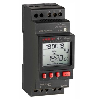 Muller Digital DIN Rail Time Switch 2-Channel 230V AC SC 18.24 EASY 230V 50-60HZ