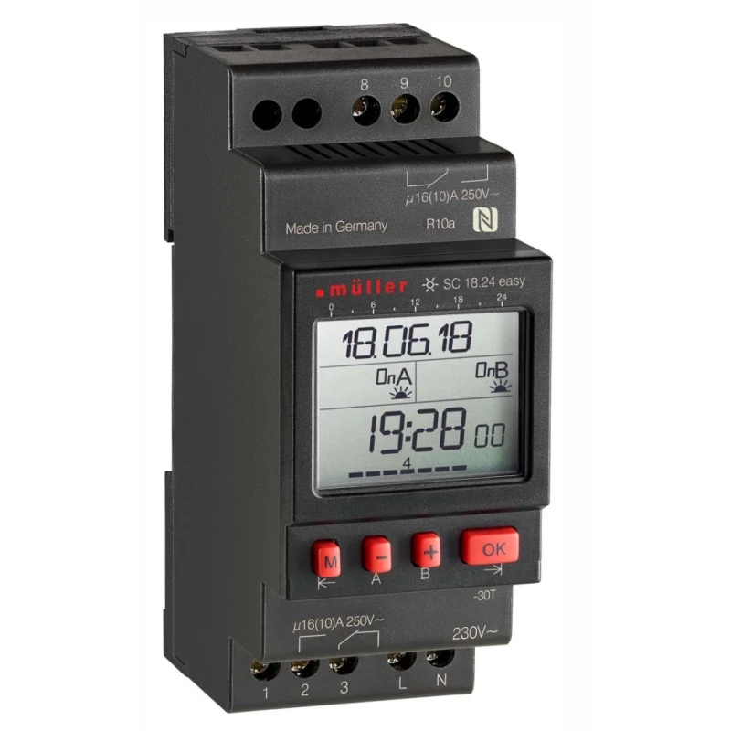 Muller Digital DIN Rail Time Switch 2-Channel 230V AC SC 18.24 EASY 230V 50-60HZ