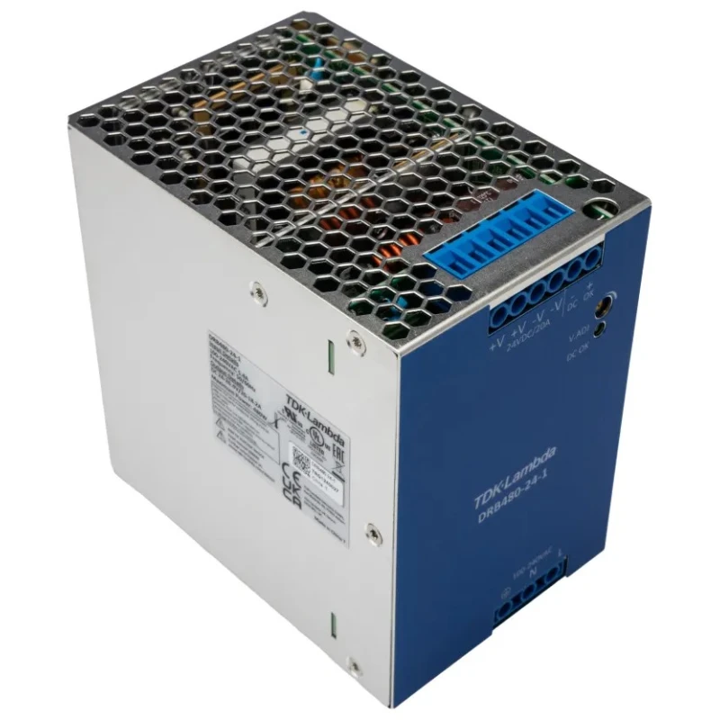 TDK-Lambda DRB480 Switched Mode DIN Rail Power Supply 264V AC Input 24V DC, 20A Output, 480W DRB480