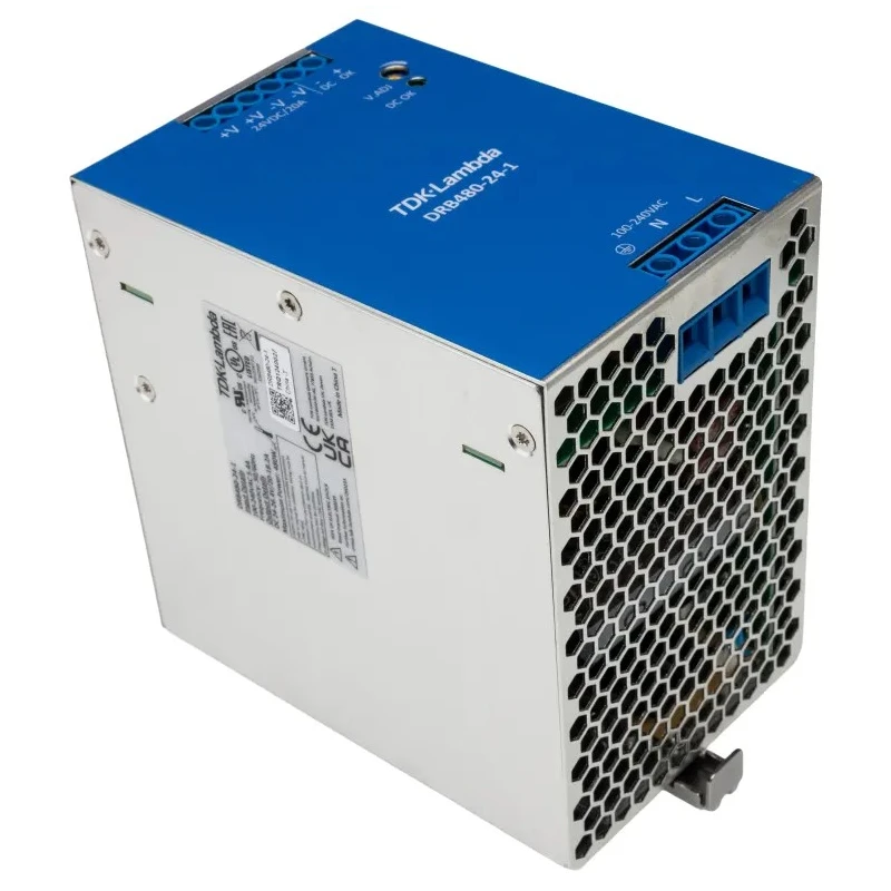 TDK-Lambda DRB480 Switched Mode DIN Rail Power Supply 264V AC Input 24V DC, 20A Output, 480W DRB480
