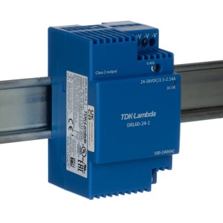 TDK-Lambda DRL-60 Switched Mode DIN Rail Power Supply 264V AC Input 24V DC 2.5A Output 60W DRL60-24-1