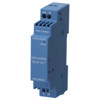 TDK-Lambda DRL-10 Switched Mode DIN Rail Power Supply 264V AC Input 12V DC, 840 mA Output 10W DRL10-12-1