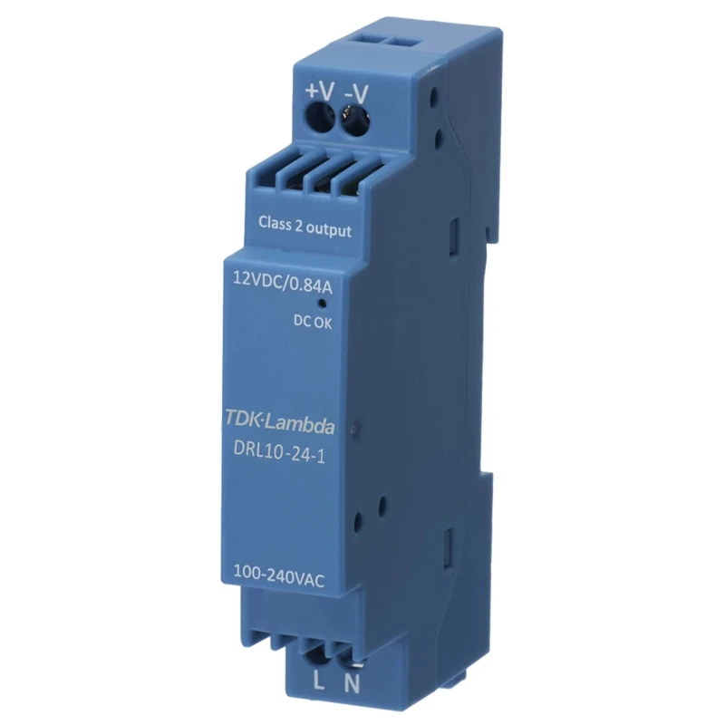 TDK-Lambda DRL-10 Switched Mode DIN Rail Power Supply 264V AC Input 12V DC, 840 mA Output 10W DRL10-12-1
