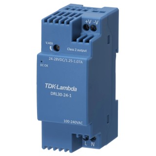 TDK-Lambda DRL-30 Switched Mode DIN Rail Power Supply 264V AC Input 24V DC 1.25A 30W DRL30-24.1
