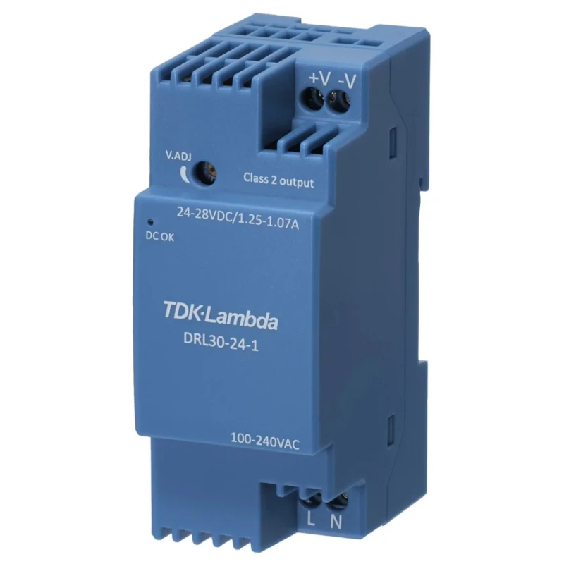 TDK-Lambda DRL-30 Switched Mode DIN Rail Power Supply 264V AC Input 24V DC 1.25A 30W DRL30-24.1