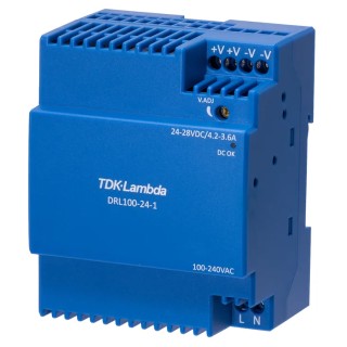 TDK-Lambda DRL-100-24-1 Switched Mode DIN Rail Power Supply 264V AC Input 24V DC 4.2A Output 100W