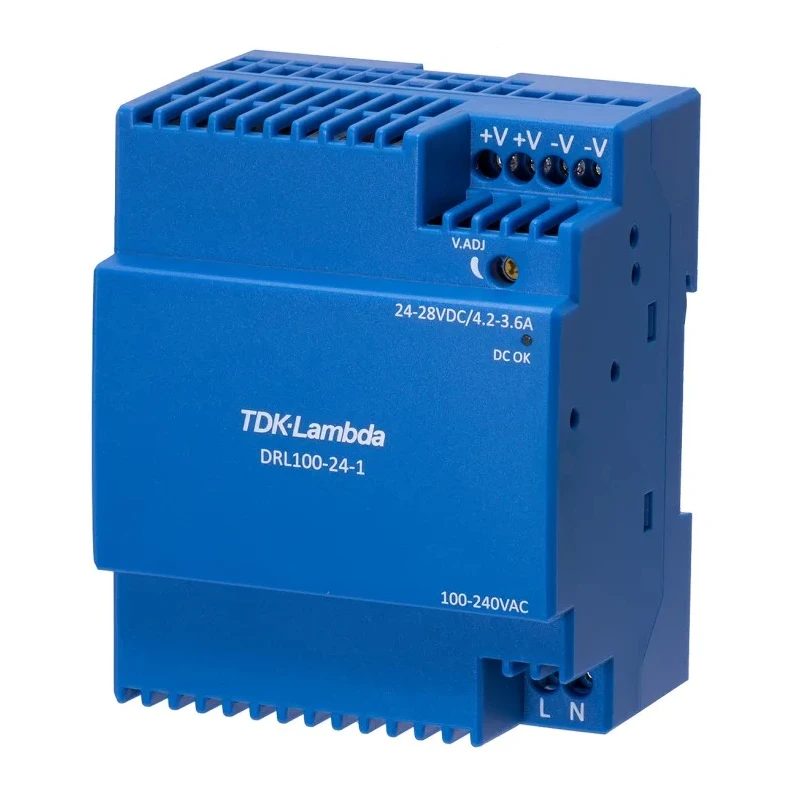 TDK-Lambda DRL-100-24-1 Switched Mode DIN Rail Power Supply 264V AC Input 24V DC 4.2A Output 100W