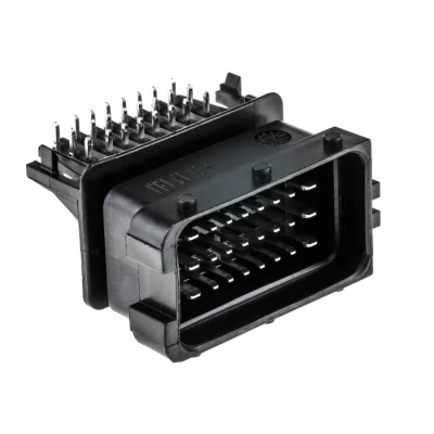 Delphi Sicma Automotive Male Black Through Hole Rectangular Connector 24 Contacts Solder Termination HCCPHPE24BKA90F