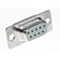 RS PRO 9 Way Straight 2.77 mm Pitch Panel Mount D-Sub Connector 500V 3A Metal Housing Female Contacts Phosphor A-DF 09 LL/Z