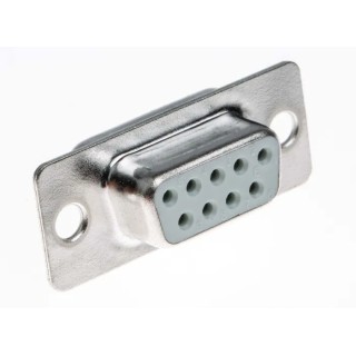 RS PRO 9 Way Straight 2.77 mm Pitch Panel Mount D-Sub Connector 500V 3A Metal Housing Female Contacts Phosphor A-DF 09 LL/Z