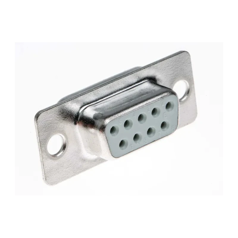 RS PRO 9 Way Straight 2.77 mm Pitch Panel Mount D-Sub Connector 500V 3A Metal Housing Female Contacts Phosphor A-DF 09 LL/Z